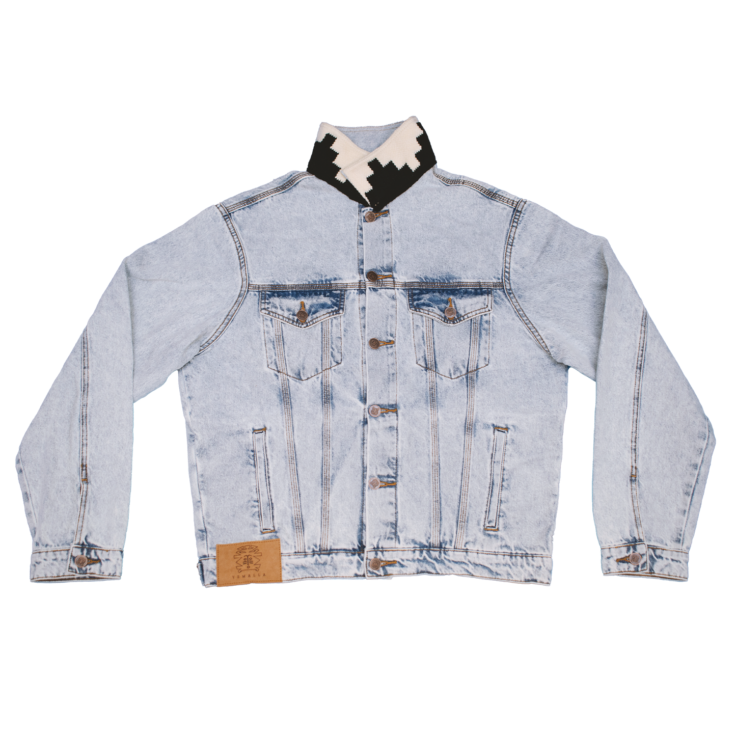 Geometrico carbon blue denim