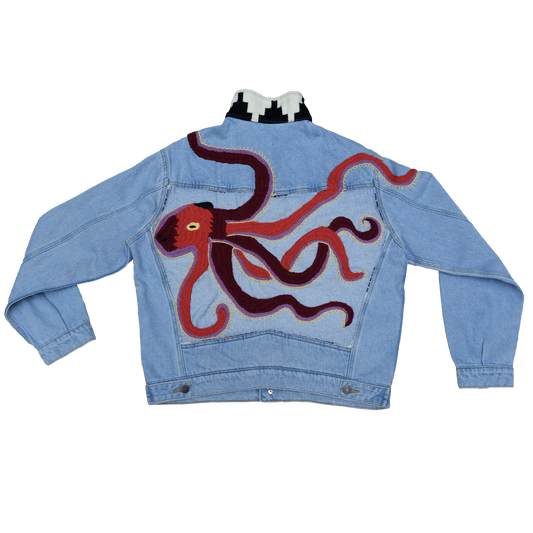 Pulpo hand embroidered denim jacket