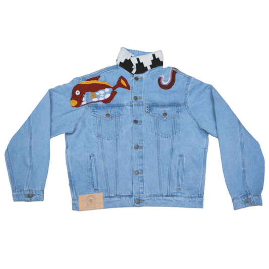Pulpo hand embroidered denim jacket