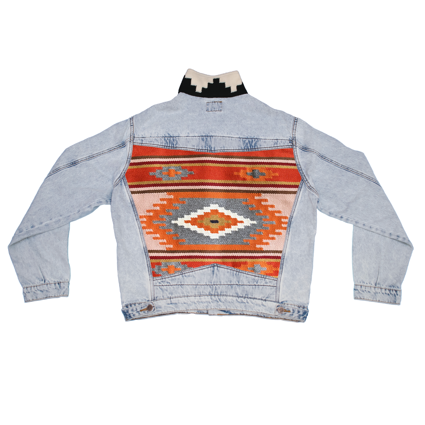 Geometrico naranja blue denim