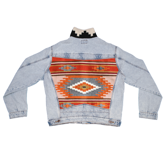 Geometrico naranja blue denim