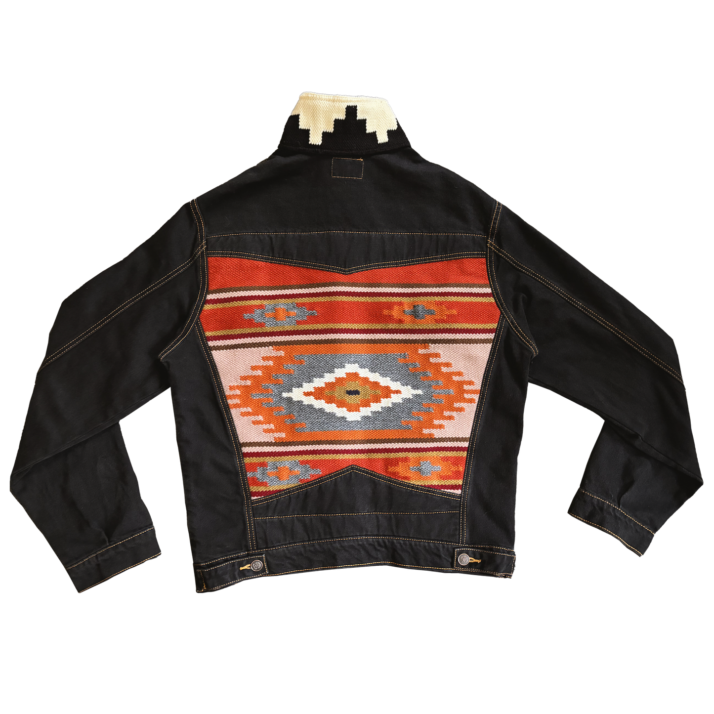 Geometrico naranja black denim